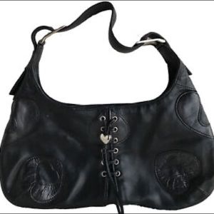 Women Lovcat Paris Leather Hobo Shoulder Bag Black